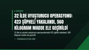 32 İlde Uyuşturucu Operasyonu: 423 Şüpheli Yakalandı, 560 Kilogram Madde Ele Geçirildi