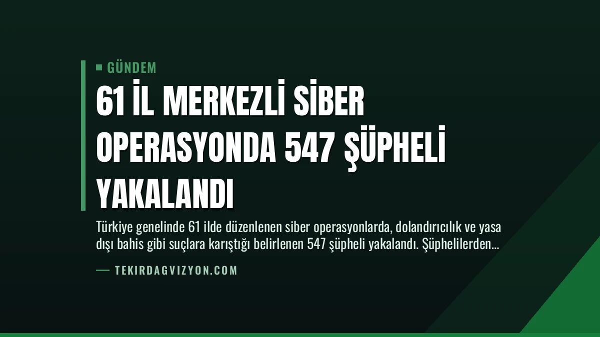 61 İl Merkezli Siber Operasyonda 547 Şüpheli Yakalandı