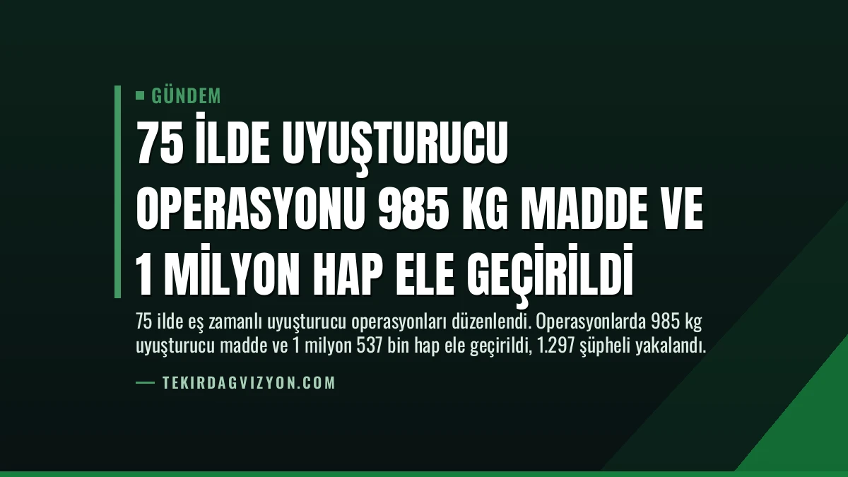 75 İlde Uyuşturucu Operasyonu 985 Kg Madde ve 1 Milyon Hap Ele Geçirildi