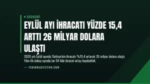 Eylül Ayı İhracatı Yüzde 15,4 Arttı 26 Milyar Dolara Ulaştı