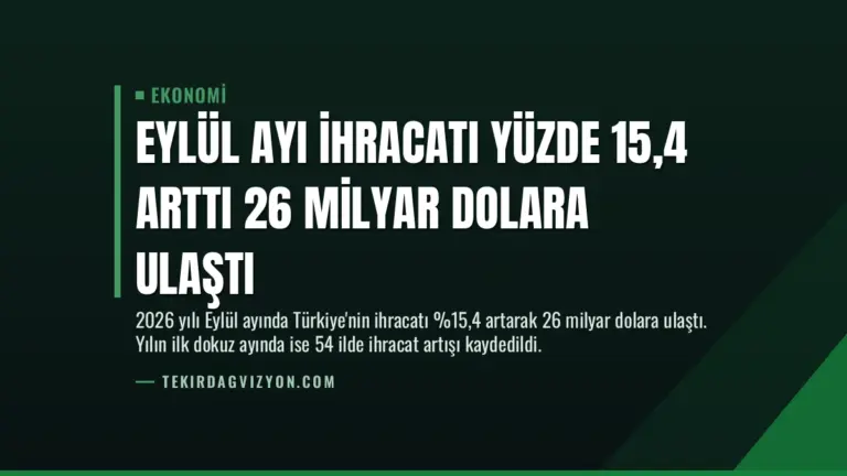 Eylül Ayı İhracatı Yüzde 15,4 Arttı 26 Milyar Dolara Ulaştı