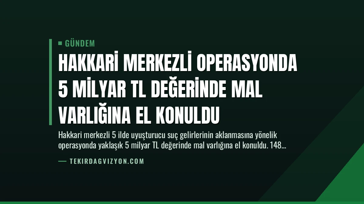 Hakkari Merkezli Operasyonda 5 Milyar TL Değerinde Mal Varlığına El Konuldu