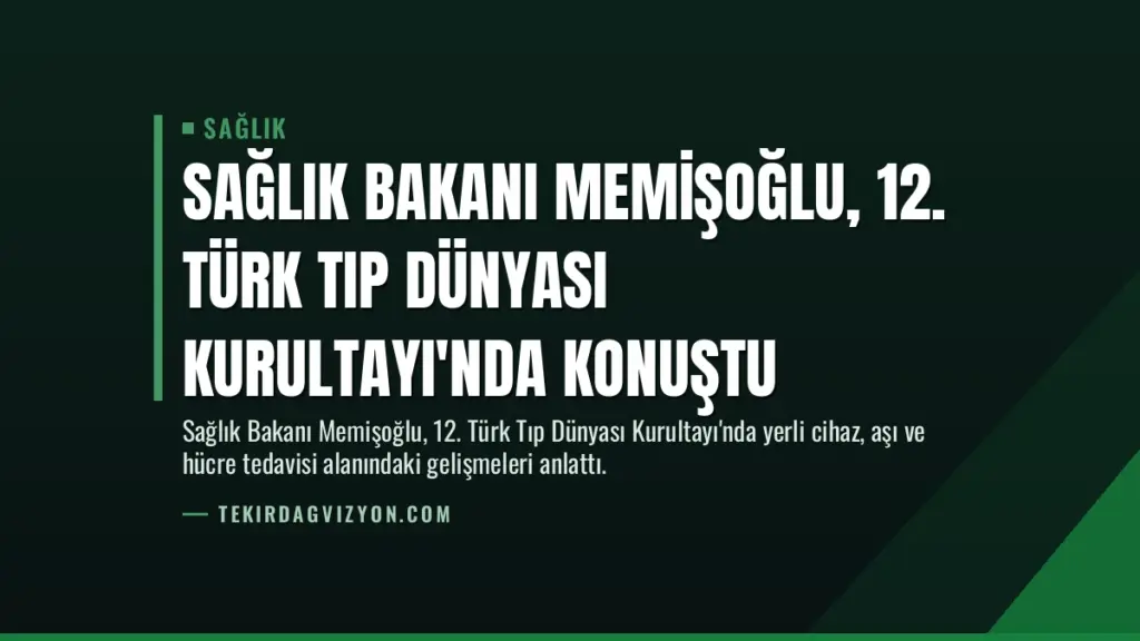 Sağlık Bakanı Memişoğlu, 12. Türk Tıp Dünyası Kurultayı'nda Konuştu