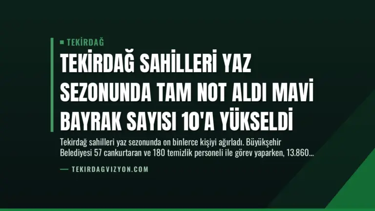 Tekirdağ Sahilleri Yaz Sezonunda Tam Not Aldı Mavi Bayrak Sayısı 10'a Yükseldi