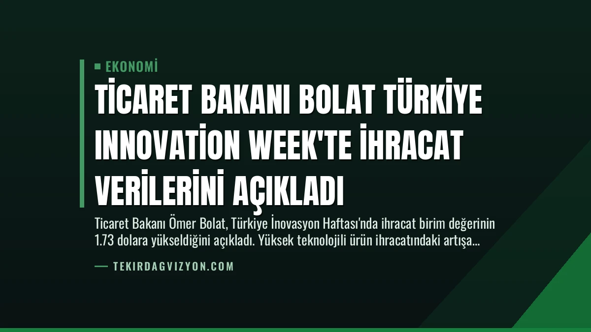Ticaret Bakanı Bolat Türkiye Innovation Week’te İhracat Verilerini Açıkladı