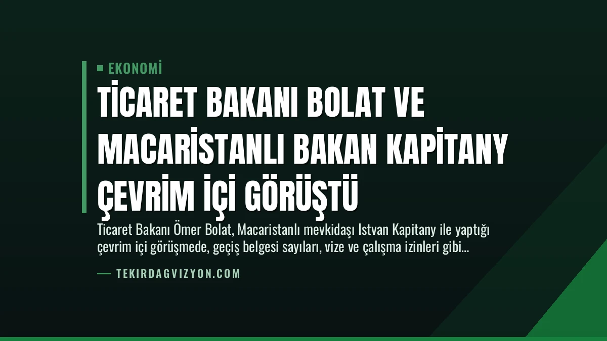 Ticaret Bakanı Bolat ve Macaristanlı Bakan Kapitany Çevrim İçi Görüştü