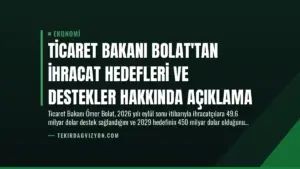 Ticaret Bakanı Bolat'tan İhracat Hedefleri ve Destekler Hakkında Açıklama