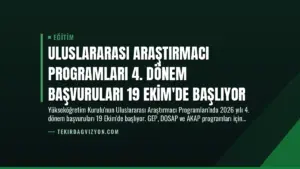 Uluslararası Araştırmacı Programları 4. Dönem Başvuruları 19 Ekim’de Başlıyor