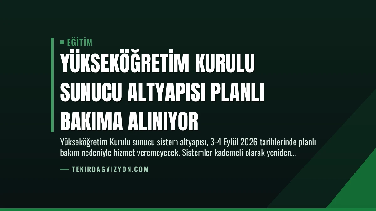 Yükseköğretim Kurulu Sunucu Altyapısı Planlı Bakıma Alınıyor